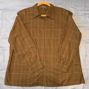 Lauren Ralph Lauren Olive Plaid button down cotton shirt. Size 2X